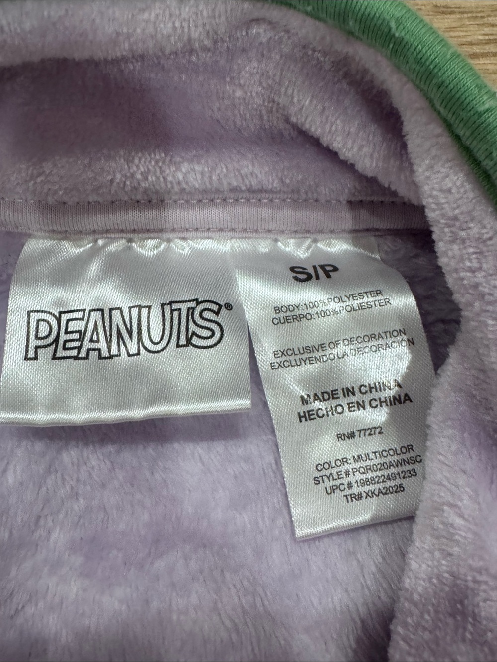 Peanuts Snoopy Outdoor Adventure Fleece Jacket Purple Green S/P - Picture 3 of 7